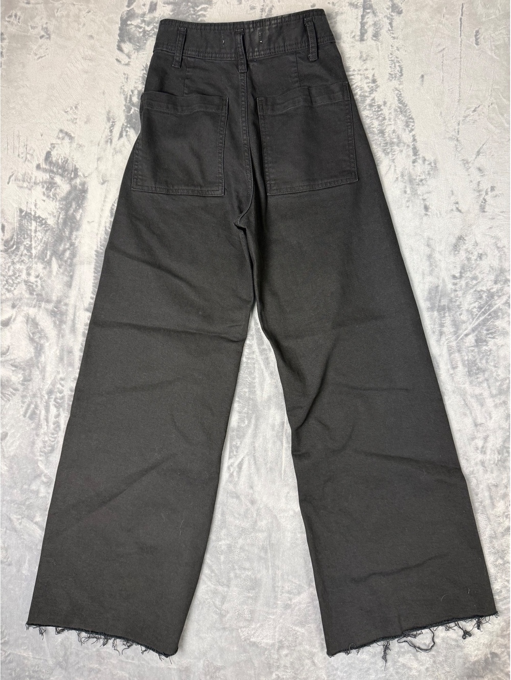 Zara Women’s Size 2 Black High Rise Wide Leg Jeans Raw Frayed Hem